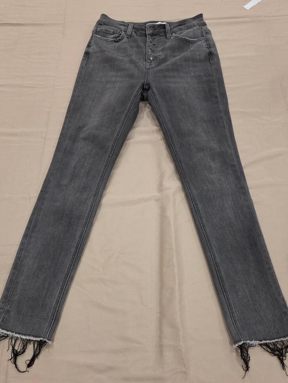 Flying Monkey Marilyn High Rise Button Fly Crop Skinny Jeans 26 Washed Black